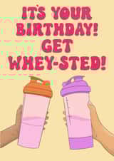 Funny Gym Birthday Card For Her - Get Whey-sted! created by Doris Dishcloth