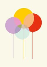 Classic and Contemporary Birthday Card - Simple Graphic Balloons created by Dicky Bird