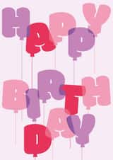 Cute Birthday Card - Pink and Purple Balloons created by Dicky Bird