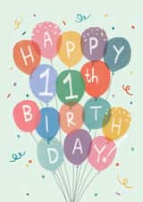 Classic 11th Birthday Card - Bunch of balloons created by Orchard Design House