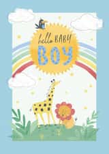 Cute New Baby Card - Jungle under the Sun - Hello Baby Boy created by Orchard Design House