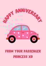 Anniversary Card - Passenger Princess - Funny created by The Broad Lane Print