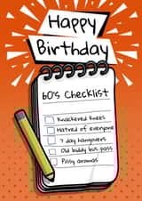 60th Birthday Card | Funny 60 Card | 60’s Checklist | Rude Birthday Card created by Millstones & Moor