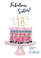 Sister 18th birthday cake card created by Katie Phythian Design