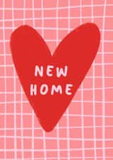 Cute Pink and Red New Home Card - Love heart - Typography - New Beginnings created by Print & Pigment