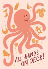 Cute Baby Shower Card - New Baby - Octopus - All Hands On Deck created by Hey Bungalow Designs