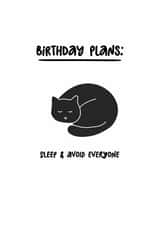 Funny Introvert Birthday Card - Sleeping Cat - Avoid People created by @hollielonglanddesigns