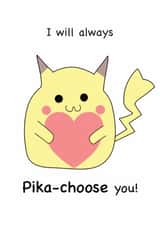 Valentines Day - Love Heart Poke’mon Nerd - Pikachu Chibi Pun Choose you, cute created by Toy Zoodle