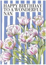 Classic Birthday Card - For Nan - Stripe Floral Flower created by Petal & Paper Co. 