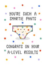 Cute Exam Congratulations Card - Smartie Pants - A Level Results created by Muses & May