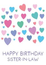 Cute Birthday Card - For Sister-In-Law - Colourful Hearts created by size3art