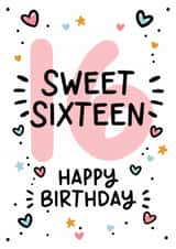 Girls 16th Birthday Card - Sweet 16th Birthday Card for Girls created by Lyndsay Moon