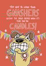 Funny Birthday Card - For Your Dog Loving Friend - Dog With False Teeth created by Tommy Blue Illustration