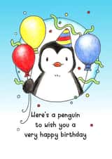 Penguin birthday card created by by Kate Elford