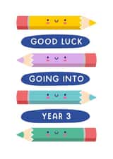 Cute Good Luck Card - First Day - Going into Year 3 - Back to School Card created by Joanne Hawker