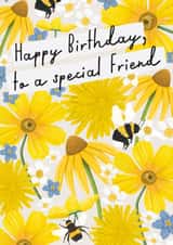 Pretty Birthday Card - For Special Friend - Floral & Bumble Bees created by Rebecca Grantham