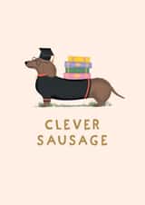 Cute Graduation Card - Dachshund Pun - Clever Sausage created by Studio Mads