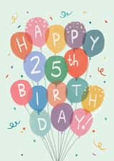 Classic 25th Birthday Card - Bunch of Balloons created by Orchard Design House