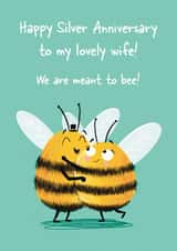 Cute 25th Anniversary Card - Silver - Bees - My Lovely Wife created by Hannah Jayne Lewin