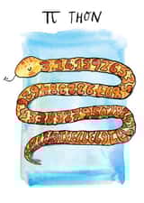 Funny Everyday Card - Snake Maths Pun - π Pi Thon - Python created by Jelly Armchair