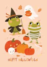 Cute Halloween Card - Frogs - Pumpkins created by Nastya Rizaeva