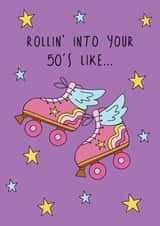 Cute 50th Birthday Card - Rollin Into Your 50's Like... created by @Laura Lonsdale Designs