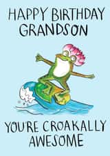 Cute Birthday Card - Grandson - You're Croakally Awesome created by Jelly Armchair