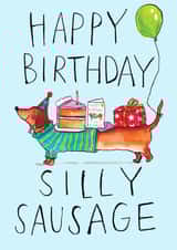 Cute Birthday Card - Silly Sausage Dog - Dachshund created by Jelly Armchair