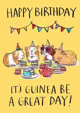 Cute Birthday Card - Guinea Pig Tea Party created by Jelly Armchair