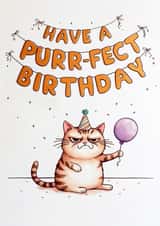 Funny Birthday Card - For Cat Lovers - Have a Purr-fect Birthday - Grumpy Cat created by Inklings