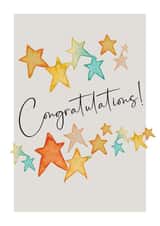 Congratulations Card - Watercolour - Stars created by Heather Trefusis Art