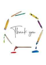 Cute Thank you Card - Pens, Pencils and Paintbrushes created by Heather Trefusis Art