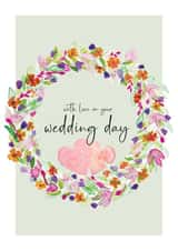 Pretty Wedding Card - Floral Wreath created by Heather Trefusis Art