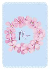 Pretty flower wreath - Mum card created by Heather Trefusis Art