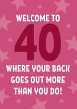 Funny 40th Birthday Card - Welcome To 40 created by Blush & Blossom 