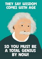 Funny Birthday Card - Albert Einstein - Total Genius created by The Joyful Rose