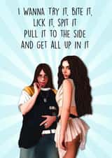 Cheeky Anniversary Card - Billie Eilish - Charli XCX created by Poppy & Mabel