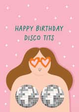 Funny Birthday Card - For Her - Disco Tits created by Immy Illustrates