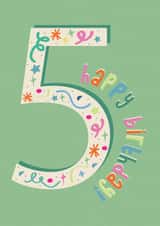 Number 5, Happy Birthday Confetti style created by Kard & Cotton