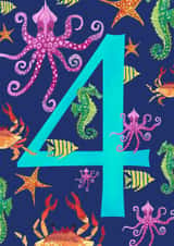 Cute 4th Birthday Card - Fish - Sealife created by While Sadie Sleeps