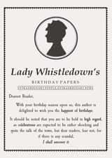 Modern Birthday Card - Bridgerton - Lady Whistledown created by Pretty Unique Gifts