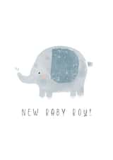Cute New Baby Card - Baby Boy - Elephant created by Faye B Doodles