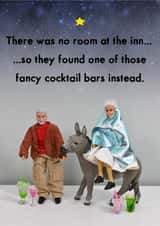 Funny Christmas Card - Nativity No Room At The Inn - Cocktail Bars created by Bold & Bright Cards