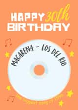 Classic 30th Birthday Card - Music - 1996 created by Sian Moore Illustration