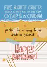 Funny Birthday Card For Friend - Horny Feline - Five Minute Crafts created by Tommy Blue Illustration