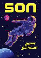 Retro Birthday Card - Astronaut - Space created by Rocket68