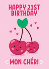 Cute 21st Birthday Card - Mon Chéri created by Blush & Blossom