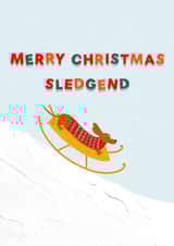 Cute Christmas Card - Sledgend - Sausage Dog created by Stilus