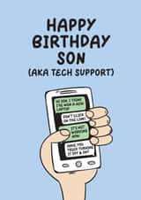 Funny Birthday Card For Son - Tech Support - Savvy created by Lucy Marie Design
