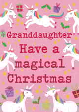 Cute Christmas Card - Granddaughter - Unicorns created by Hannah Jayne Lewin